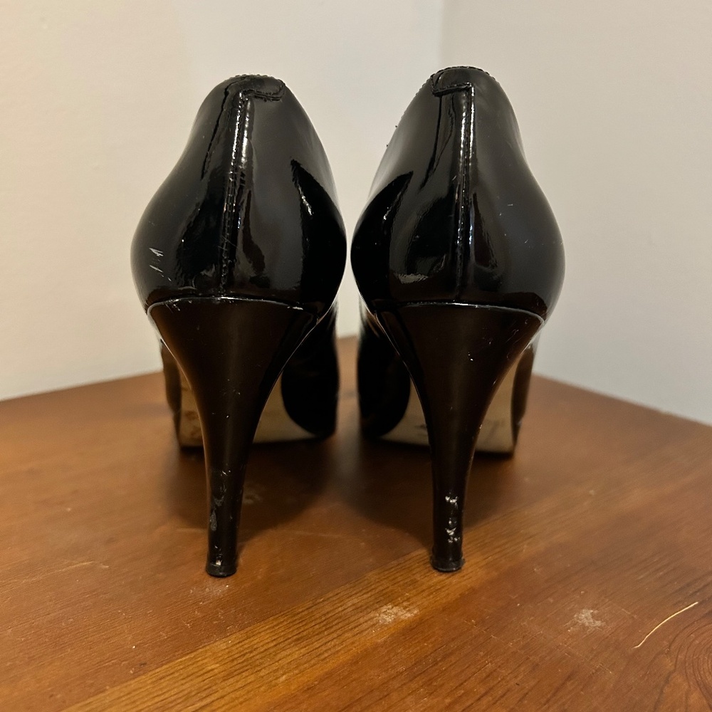 Enzo Angiolini Black Patent Platform Pumps Heels Size 7 Classic Stiletto - Picture 4 of 5